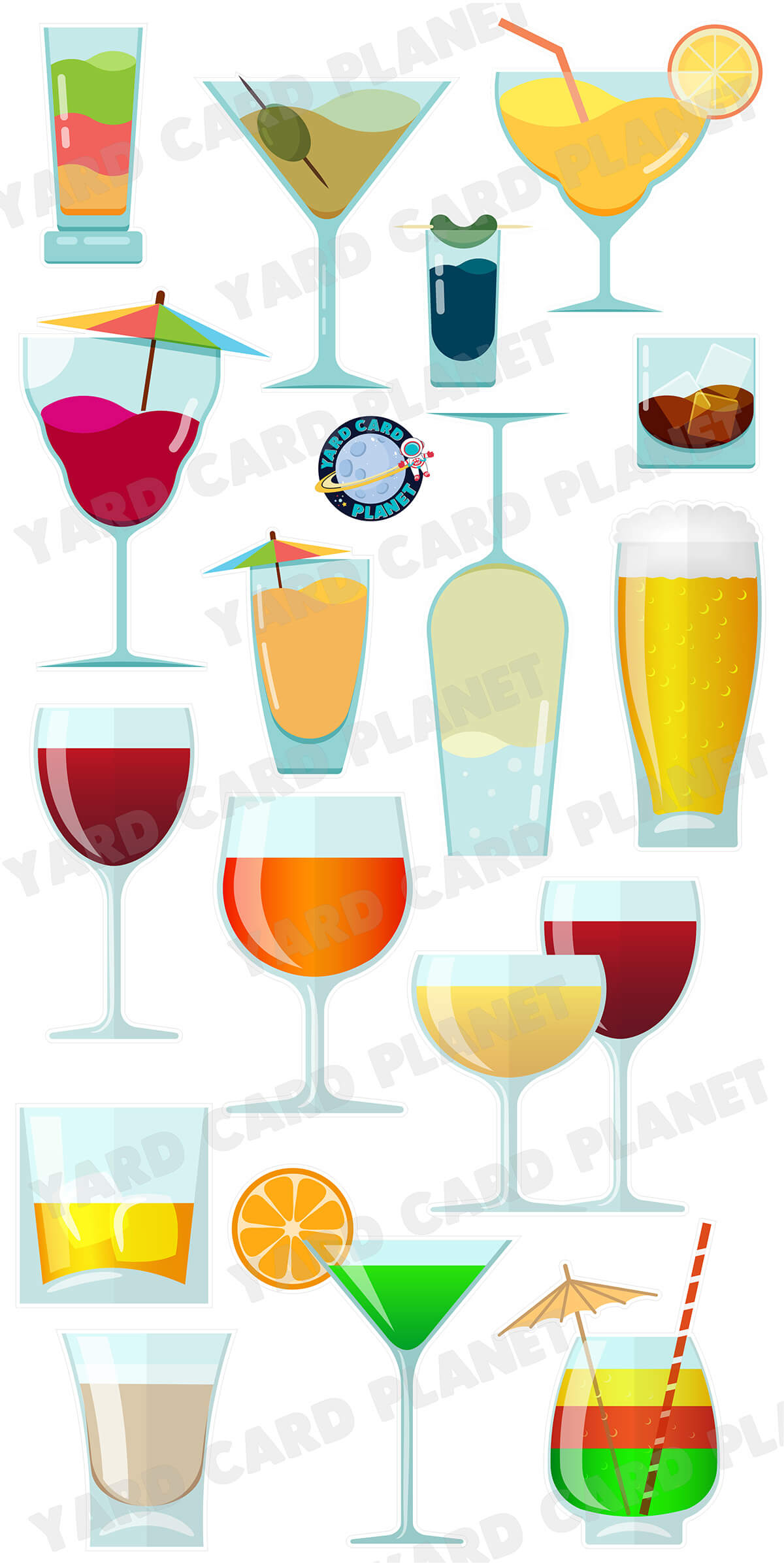 Cocktails Anyone Yard Card Flair Set