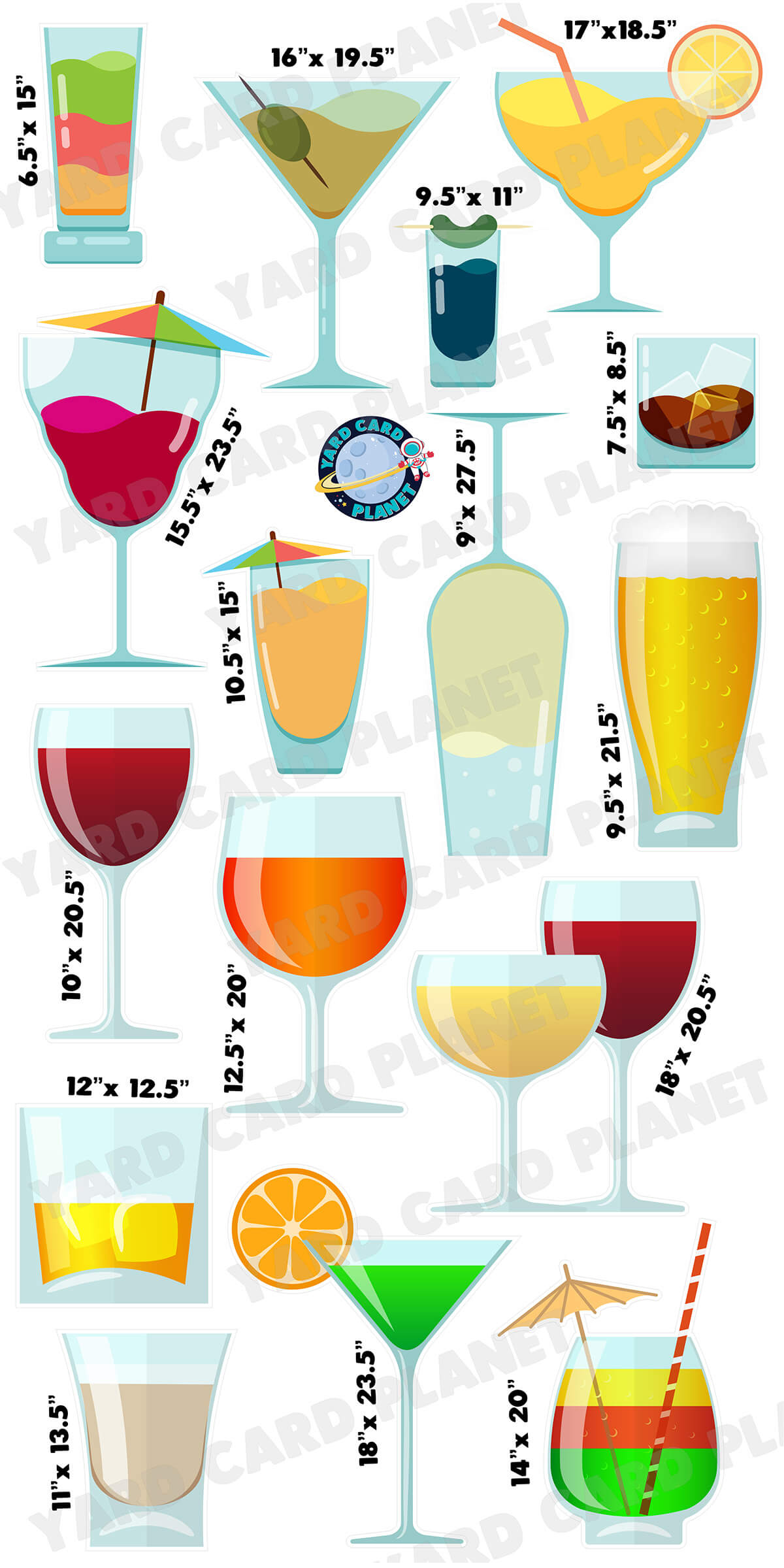 Cocktails Anyone Yard Card Flair Set