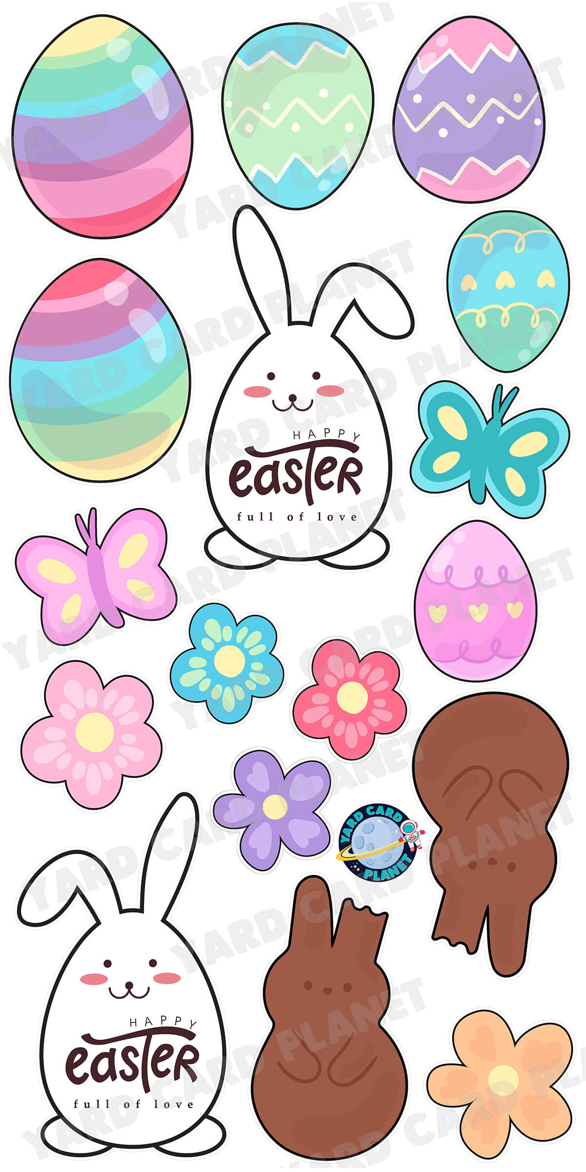 Happy Easter Full of Love Yard Card Flair Set