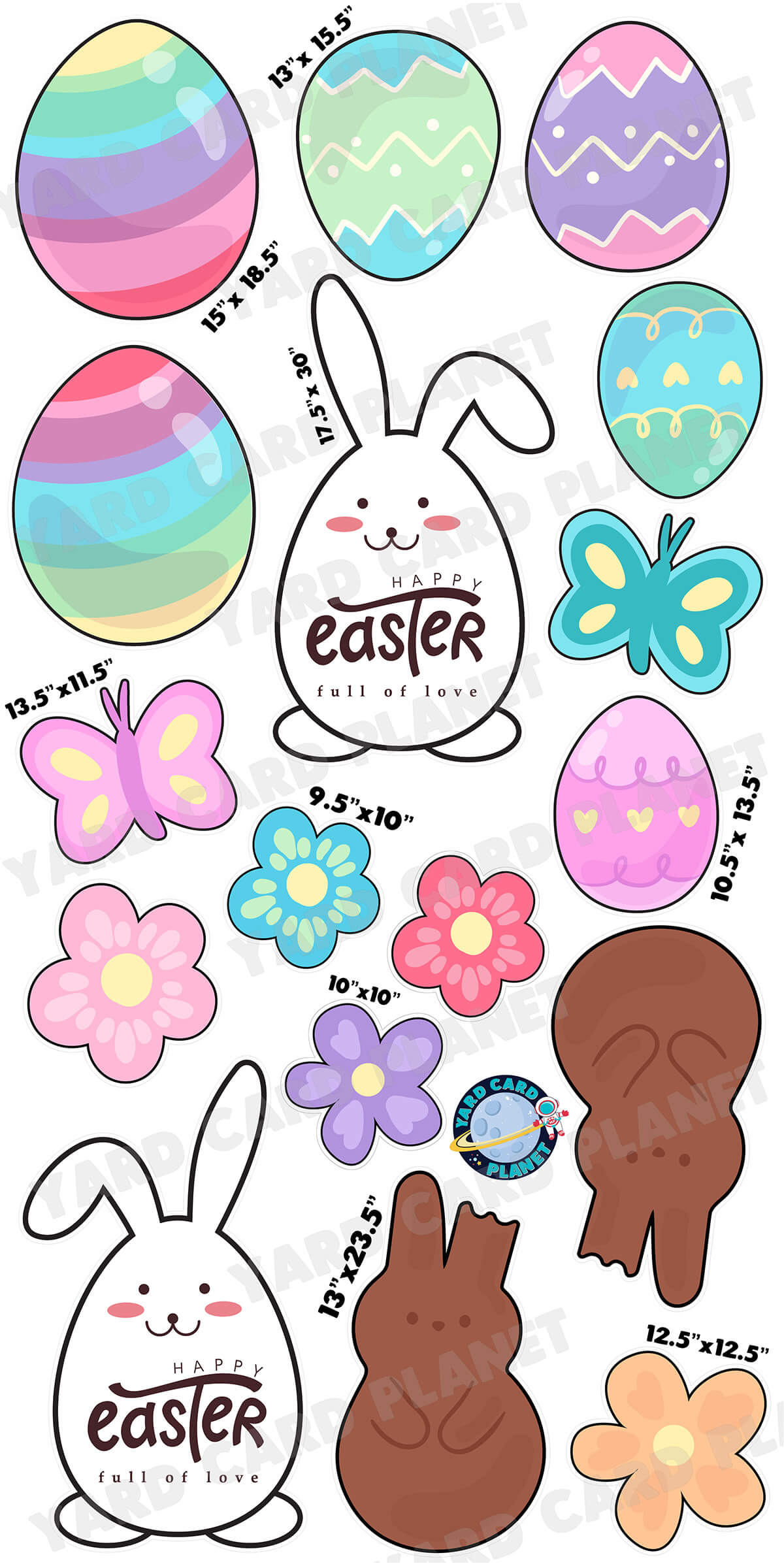 Happy Easter Full of Love Yard Card Flair Set