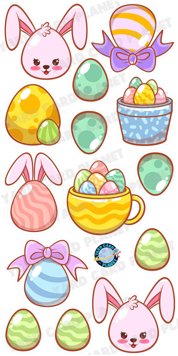 Easter Eggs and Bunnies Yard Card Flair Set