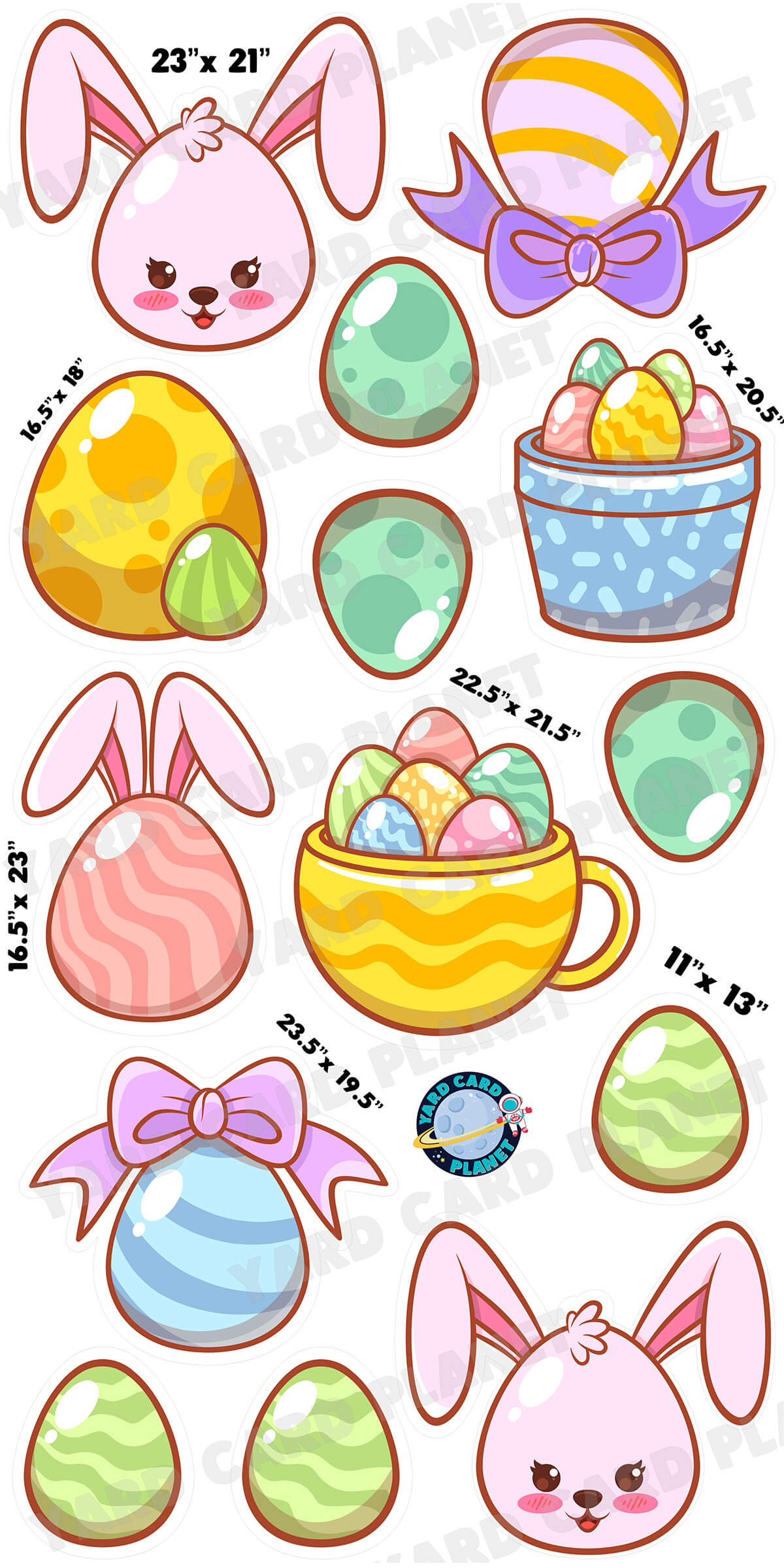 Easter Eggs and Bunnies Yard Card Flair Set