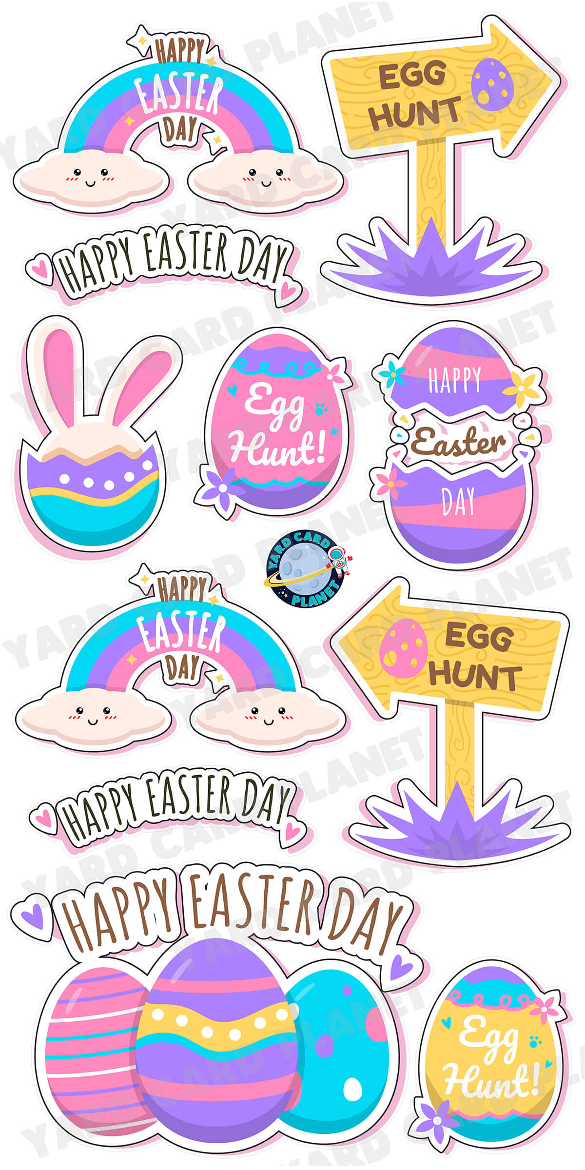 Happy Easter Day EZ Quick Signs and Yard Card Flair Set