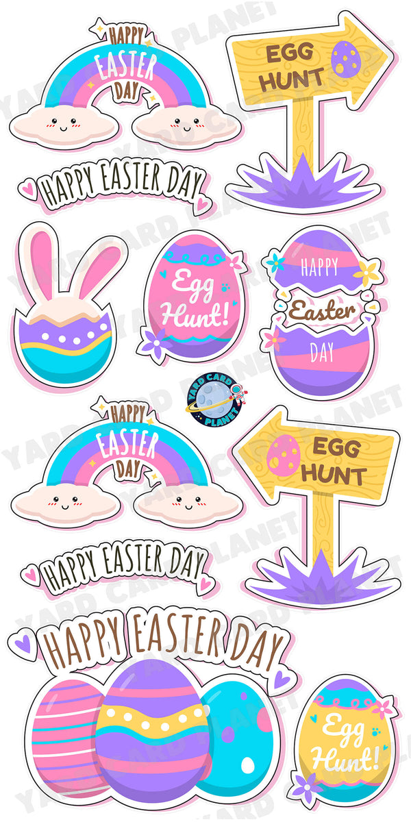 Happy Easter Day EZ Quick Signs and Yard Card Flair Set