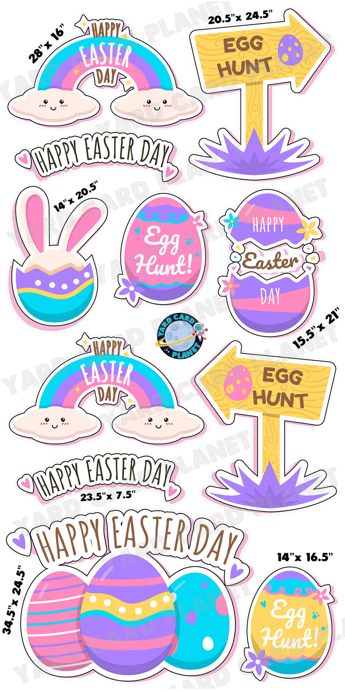 Happy Easter Day EZ Quick Signs and Yard Card Flair Set