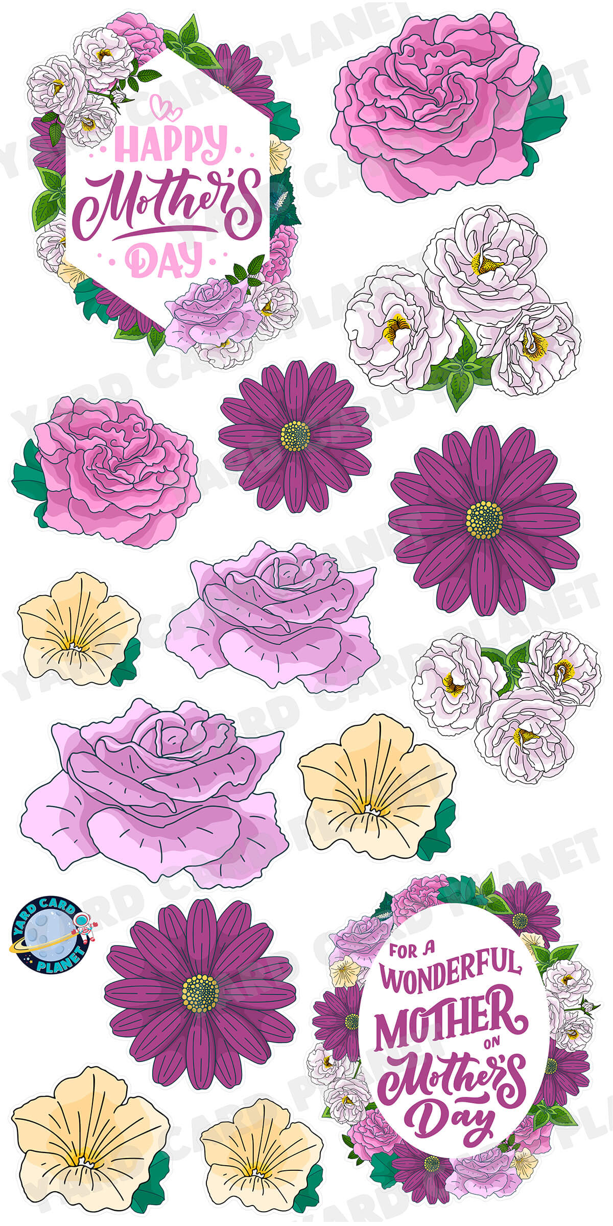 Happy Mother's Day Floral Signs and Yard Card Flair Set