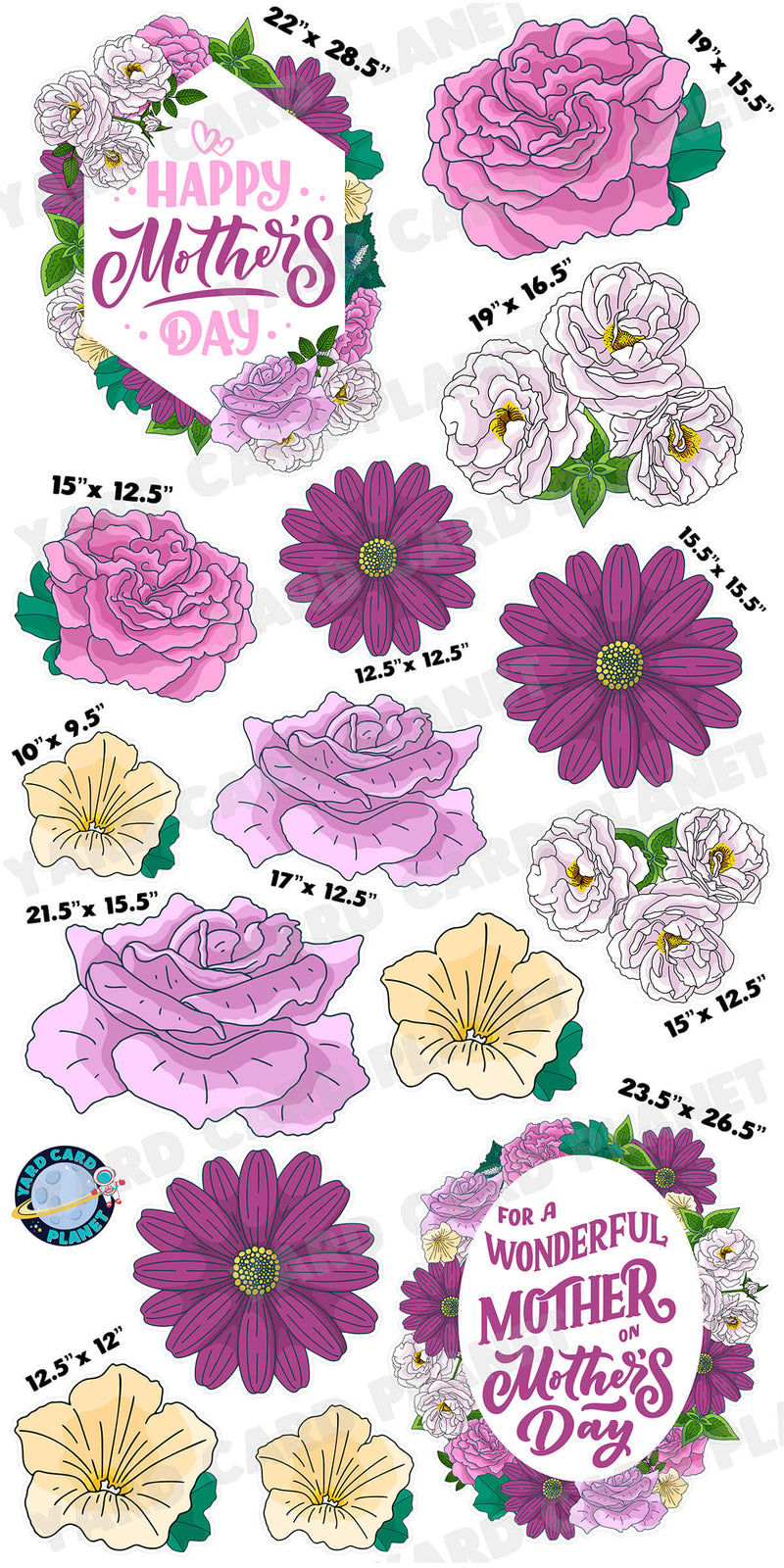Happy Mother's Day Floral Signs and Yard Card Flair Set