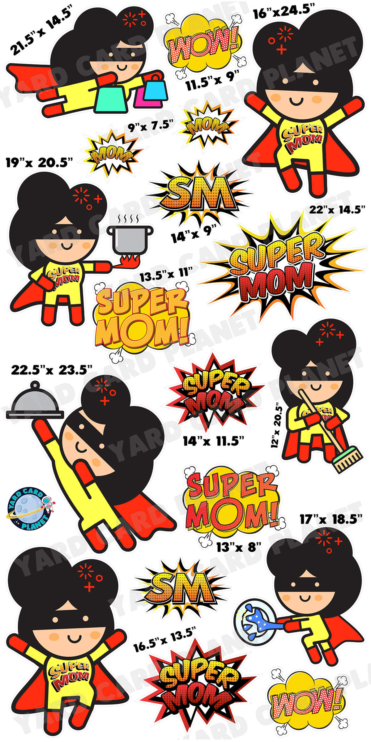 Super Mom Superhero Mother's Day Yard Card Flair Set