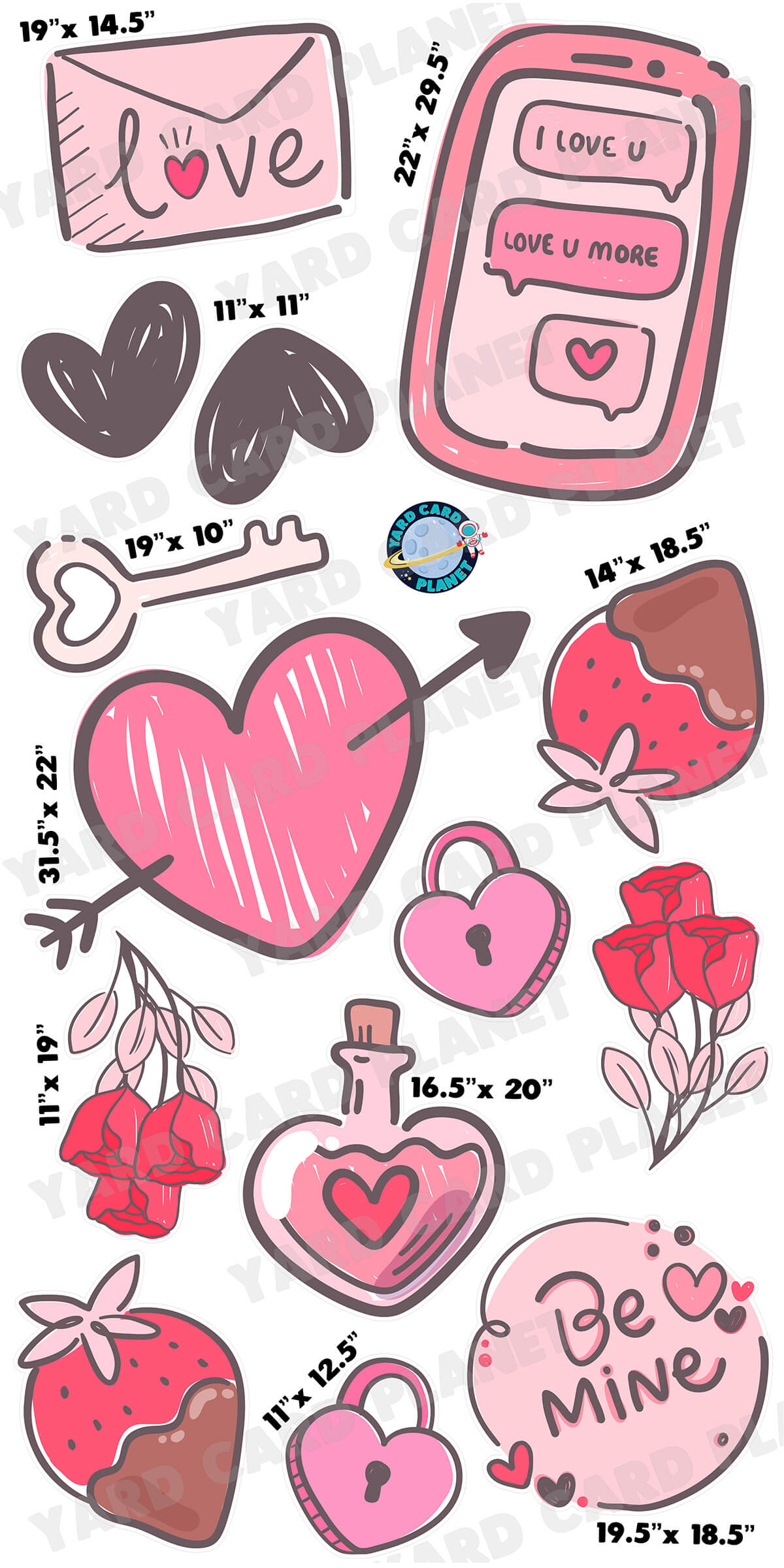 Be Mine My Love Yard Card Flair Set