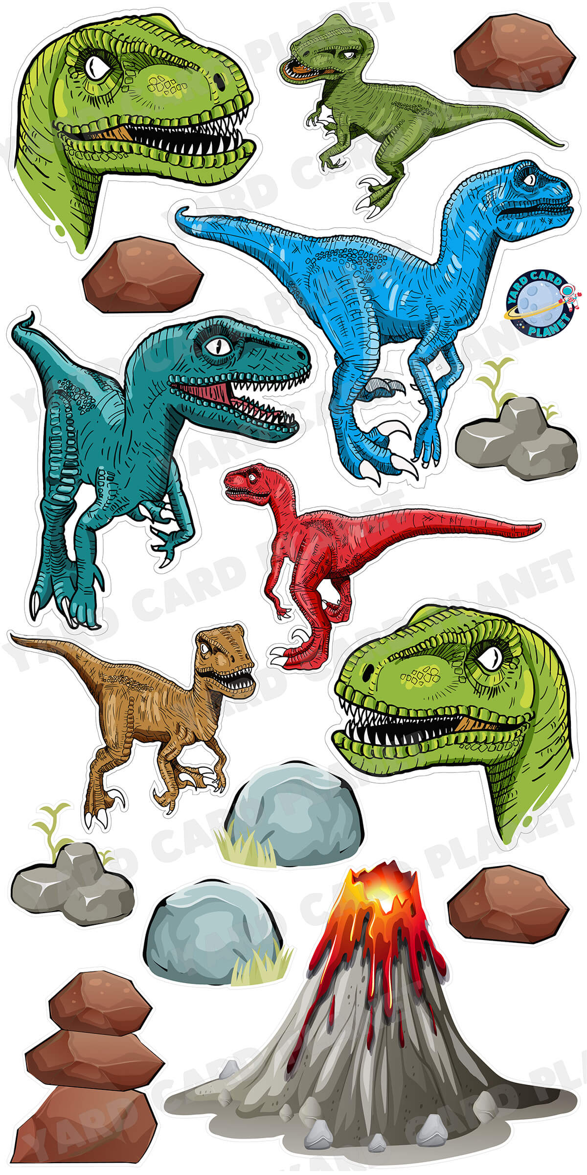 Tyrannosaurus Rex Dinosaurs Yard Card Flair Set