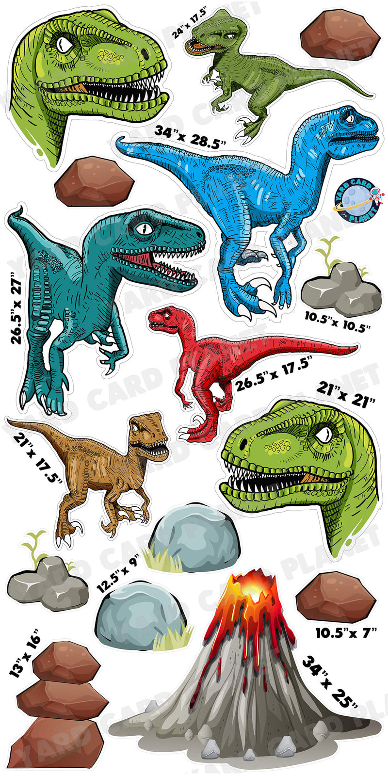 Tyrannosaurus Rex Dinosaurs Yard Card Flair Set