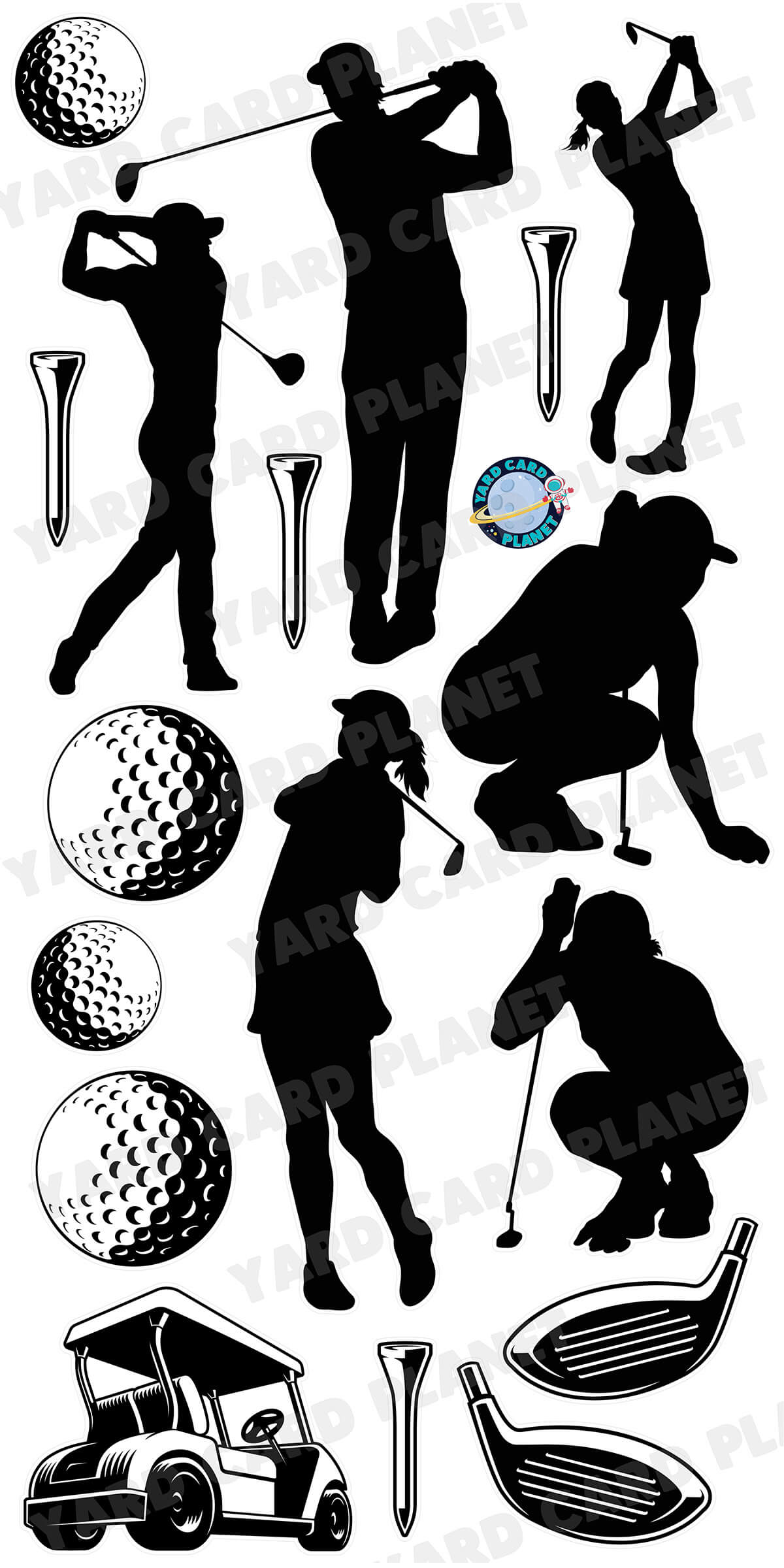 Golf Silhouette Yard Card Flair Set