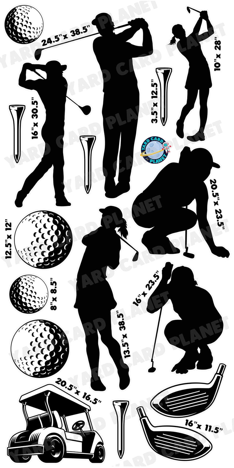 Golf Silhouette Yard Card Flair Set
