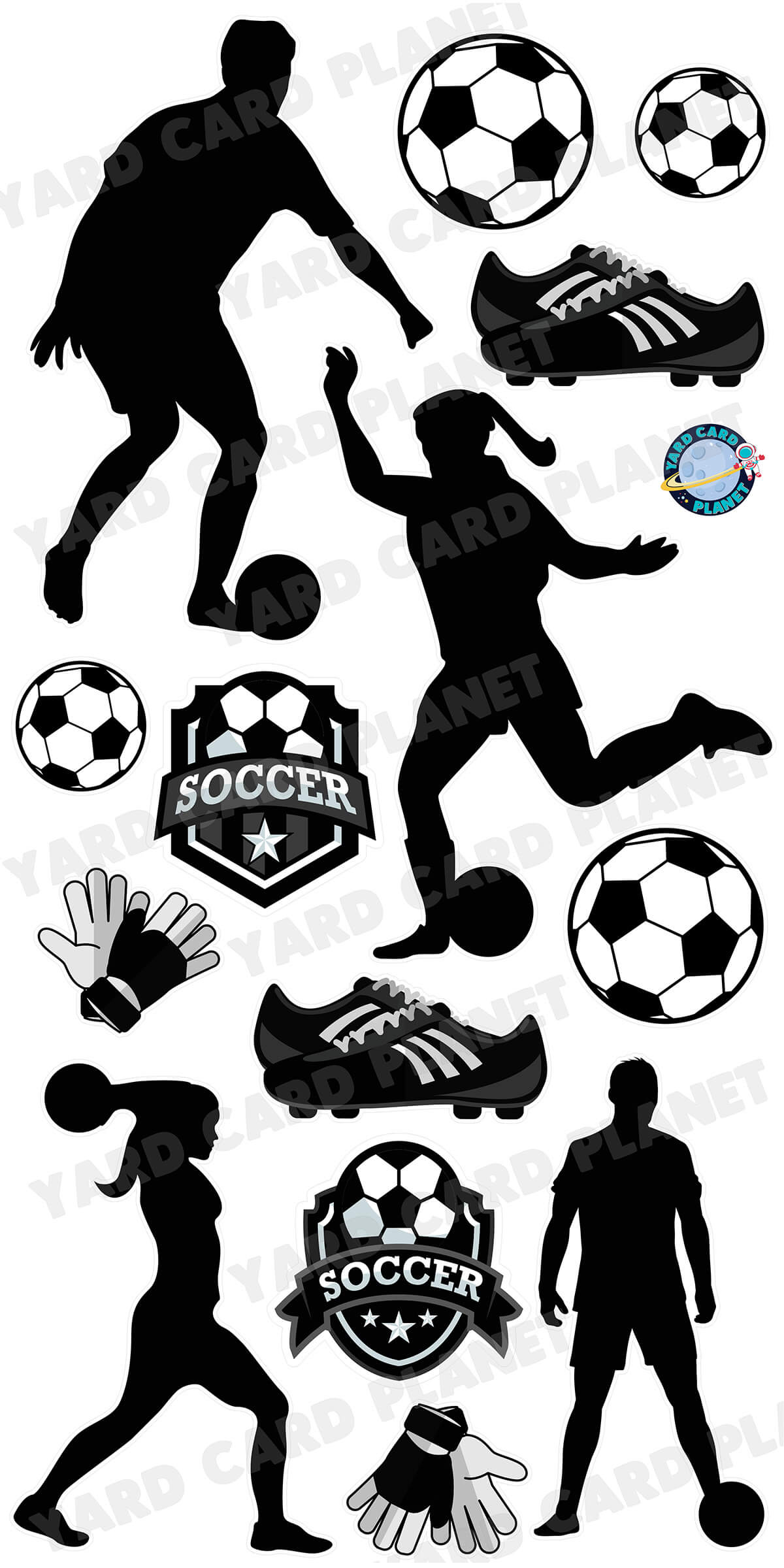 Soccer Silhouette Yard Card Flair Set