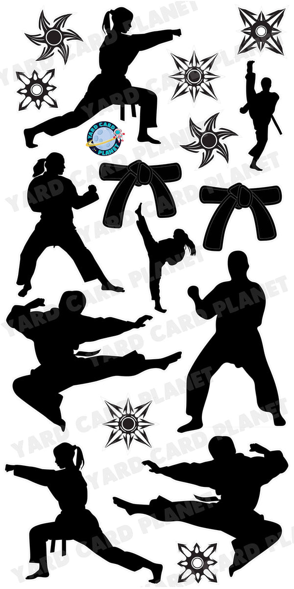 Martial Arts Karate Silhouette Yard Card Flair Set
