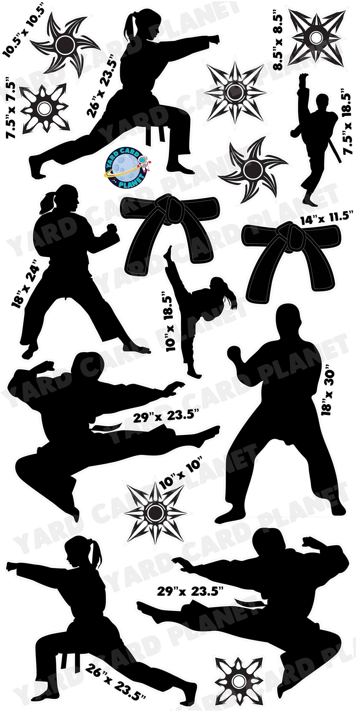 Martial Arts Karate Silhouette Yard Card Flair Set