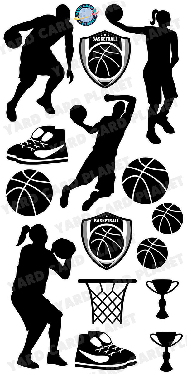 Basketball Silhouette Yard Card Flair Set