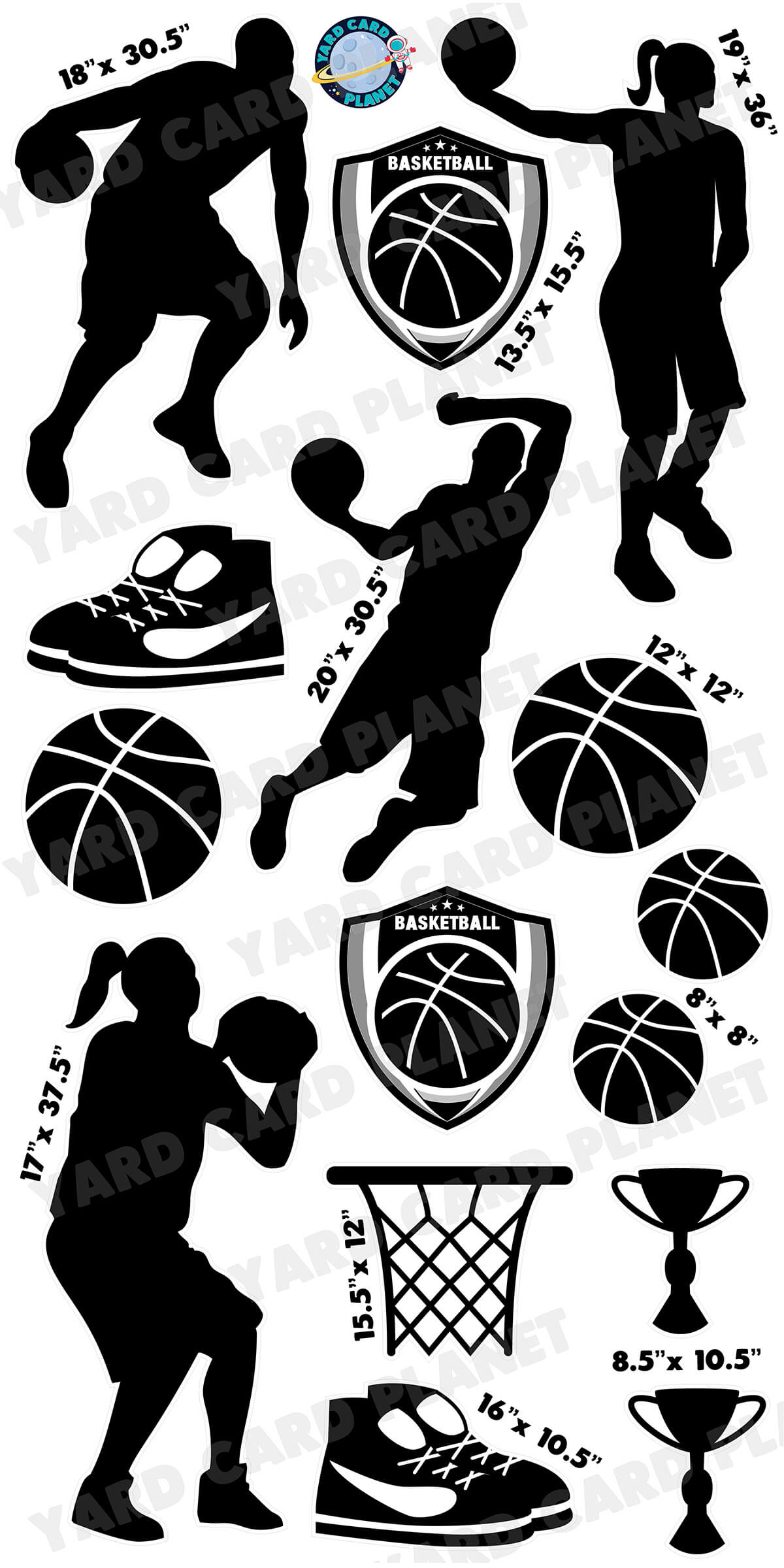 Basketball Silhouette Yard Card Flair Set