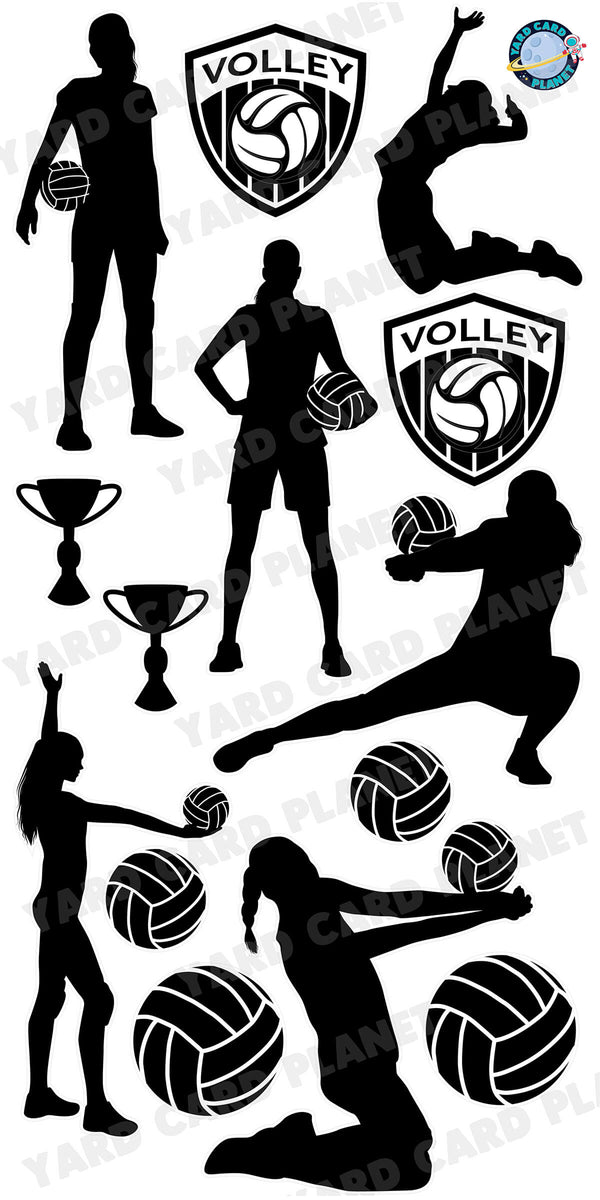 Volleyball Silhouette Yard Card Flair Set