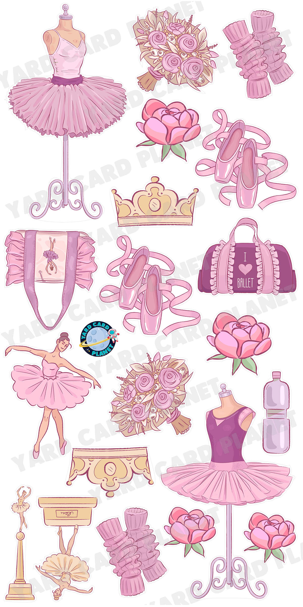 Beautiful Ballerina Ballet Yard Card Flair Set