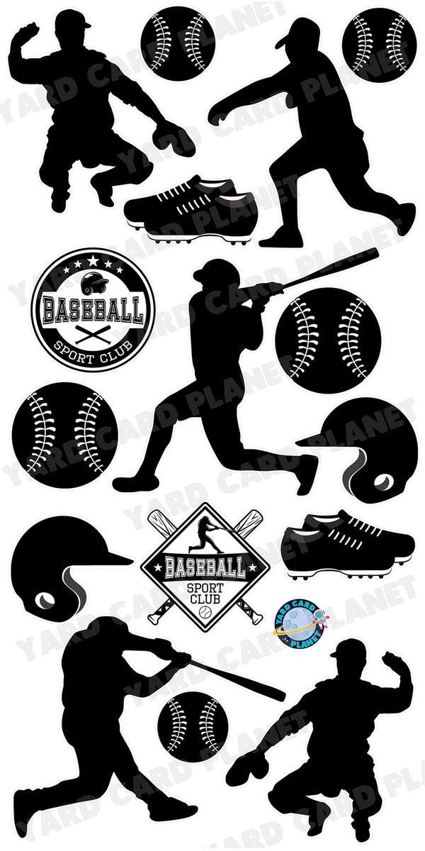 Baseball Silhouette Yard Card Flair Set