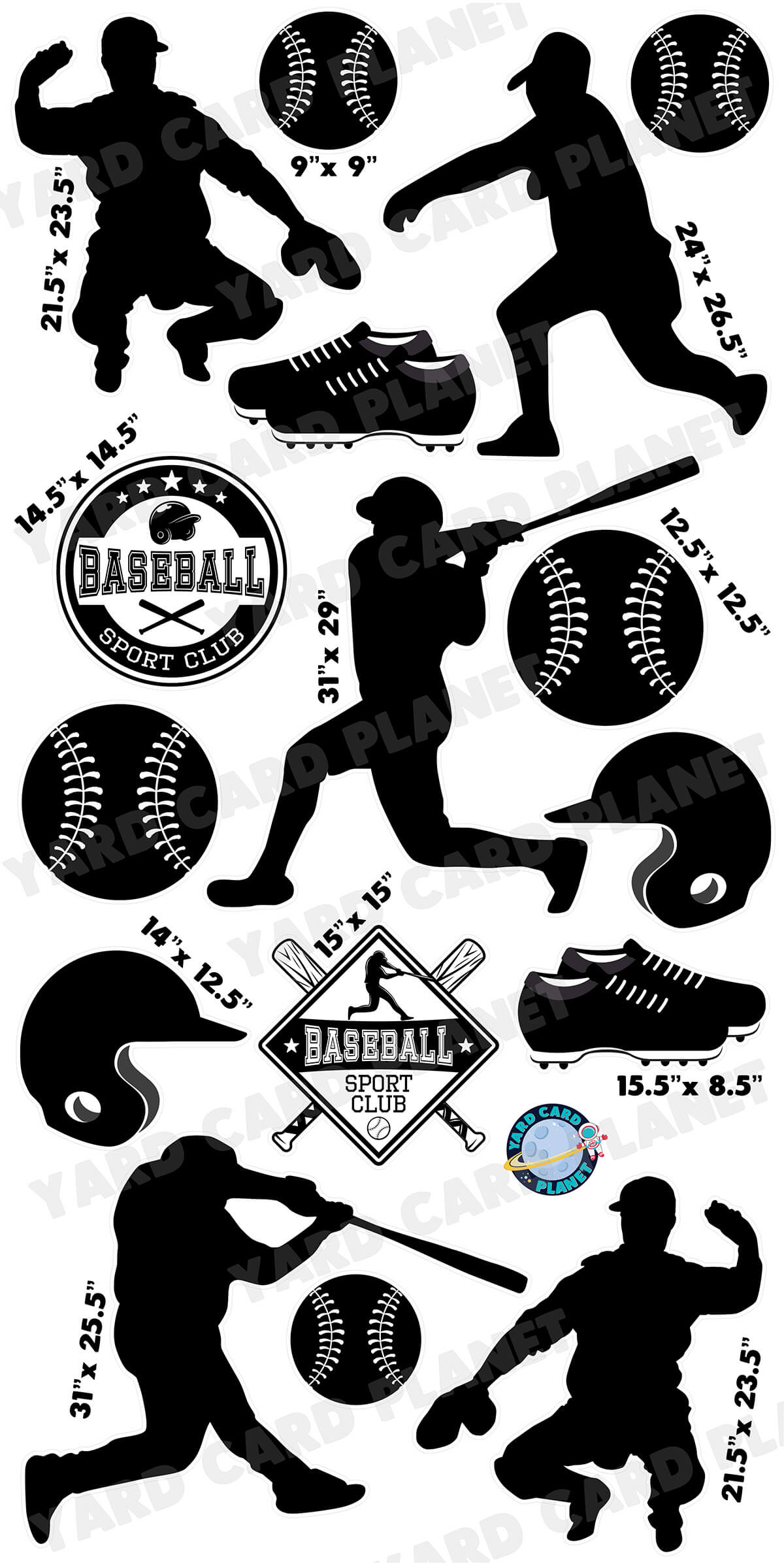 BASEBALL Yard Cards UV High resolution Coroplast printing Half outlet Sheet.