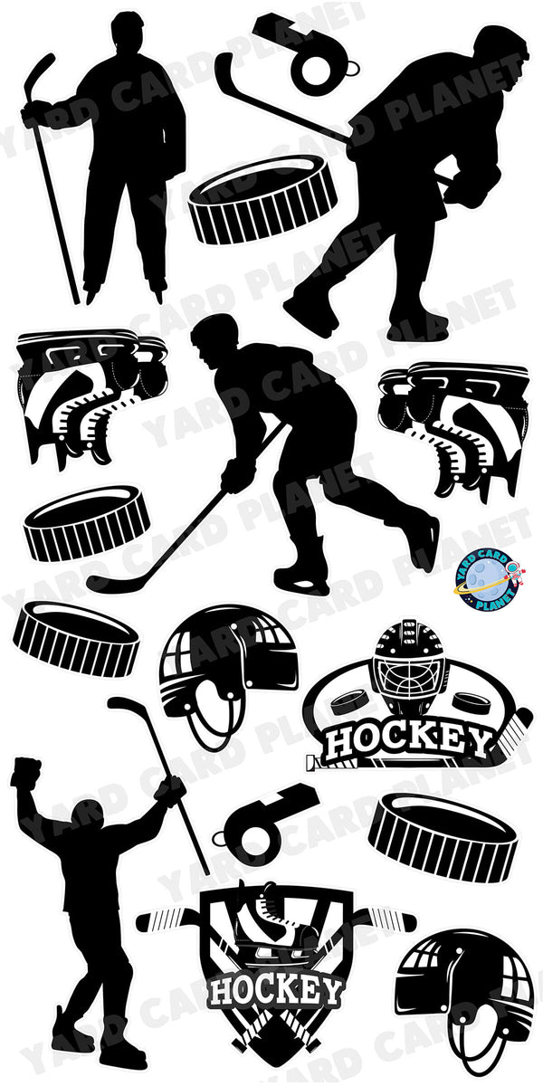 Ice Hockey Silhouette Yard Card Flair Set
