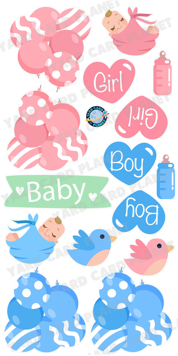 New Baby Announcement for Boys and Girls Yard Card Flair Set
