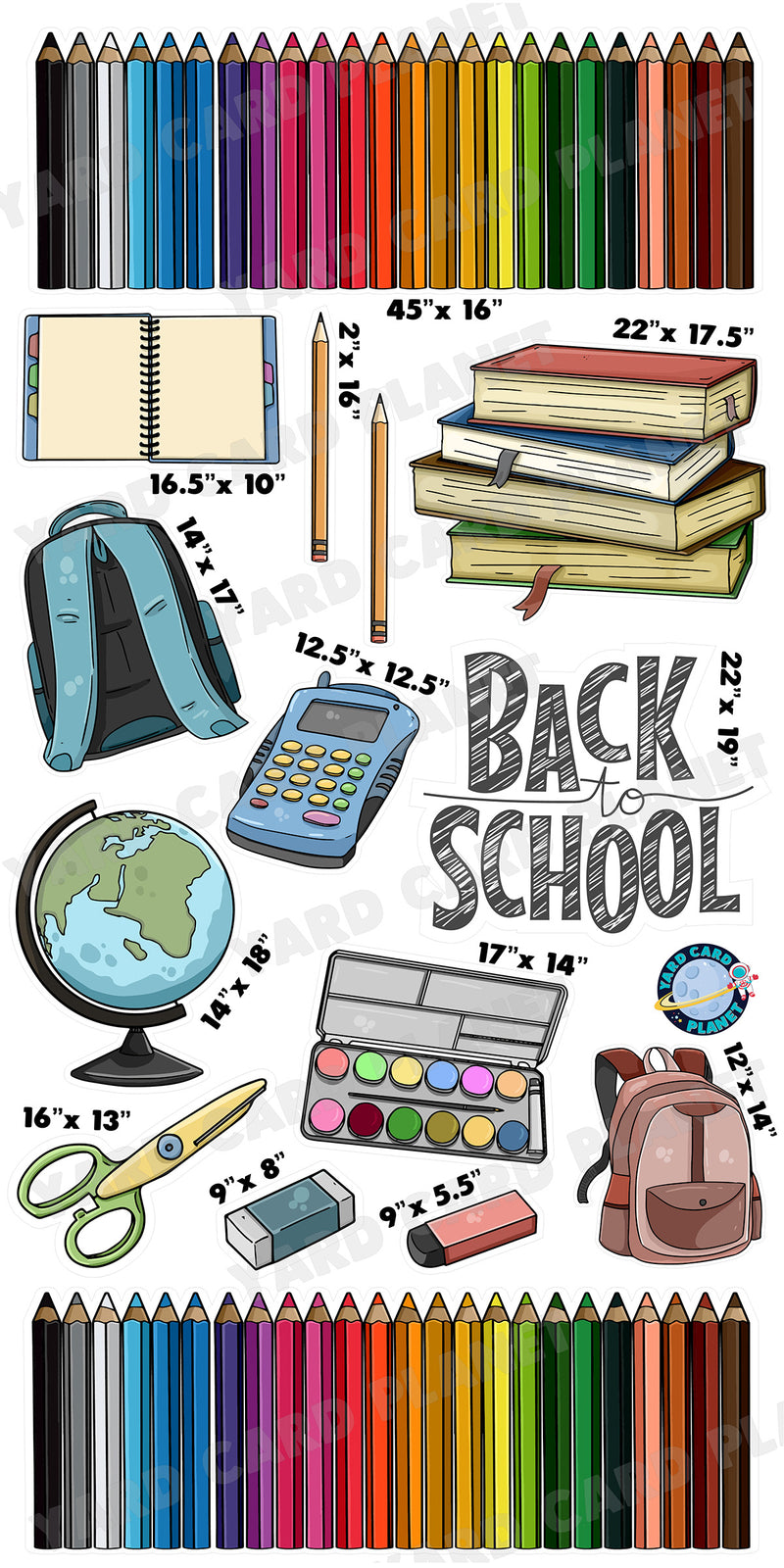 Back To School Color Pencil EZ Quick Signs and Yard Card Flair Set