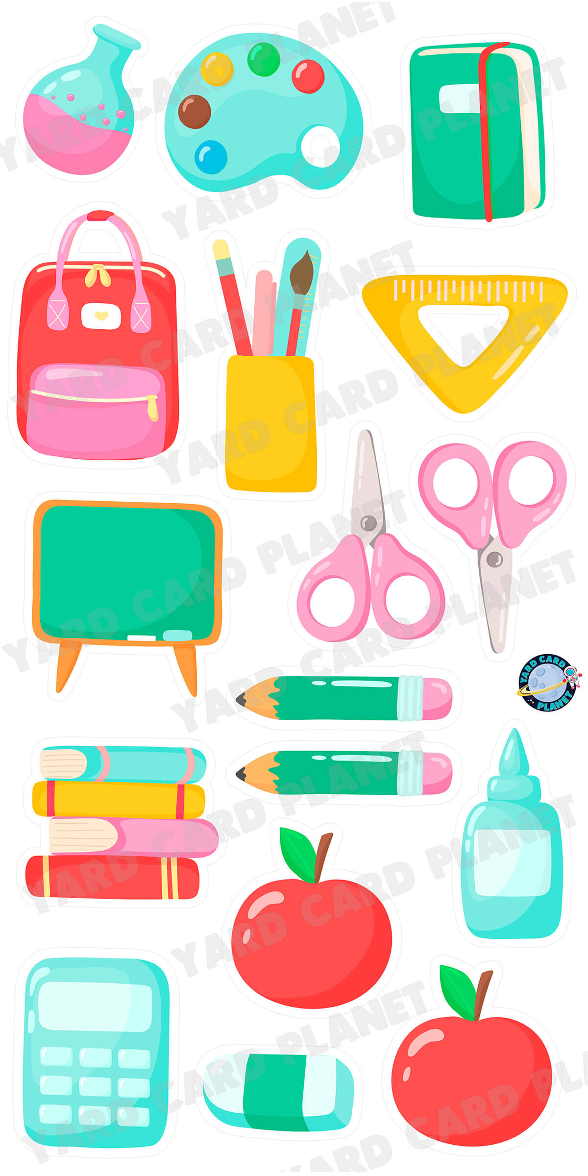 School Supplies Yard Card Flair Set