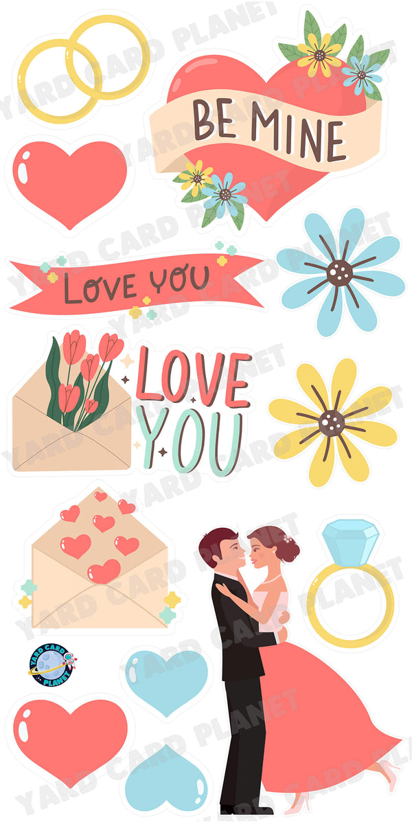 I Love You, Be Mine Yard Card Flair Set
