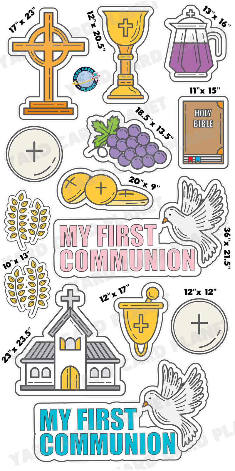 My First Communion Yard Card Flair Set