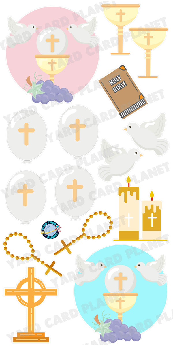 Christian and Catholic Symbols Yard Card Flair Set