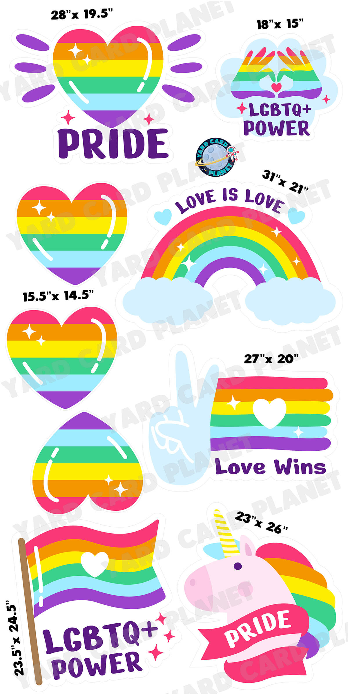 Pride Rainbow Yard Card Flair Set