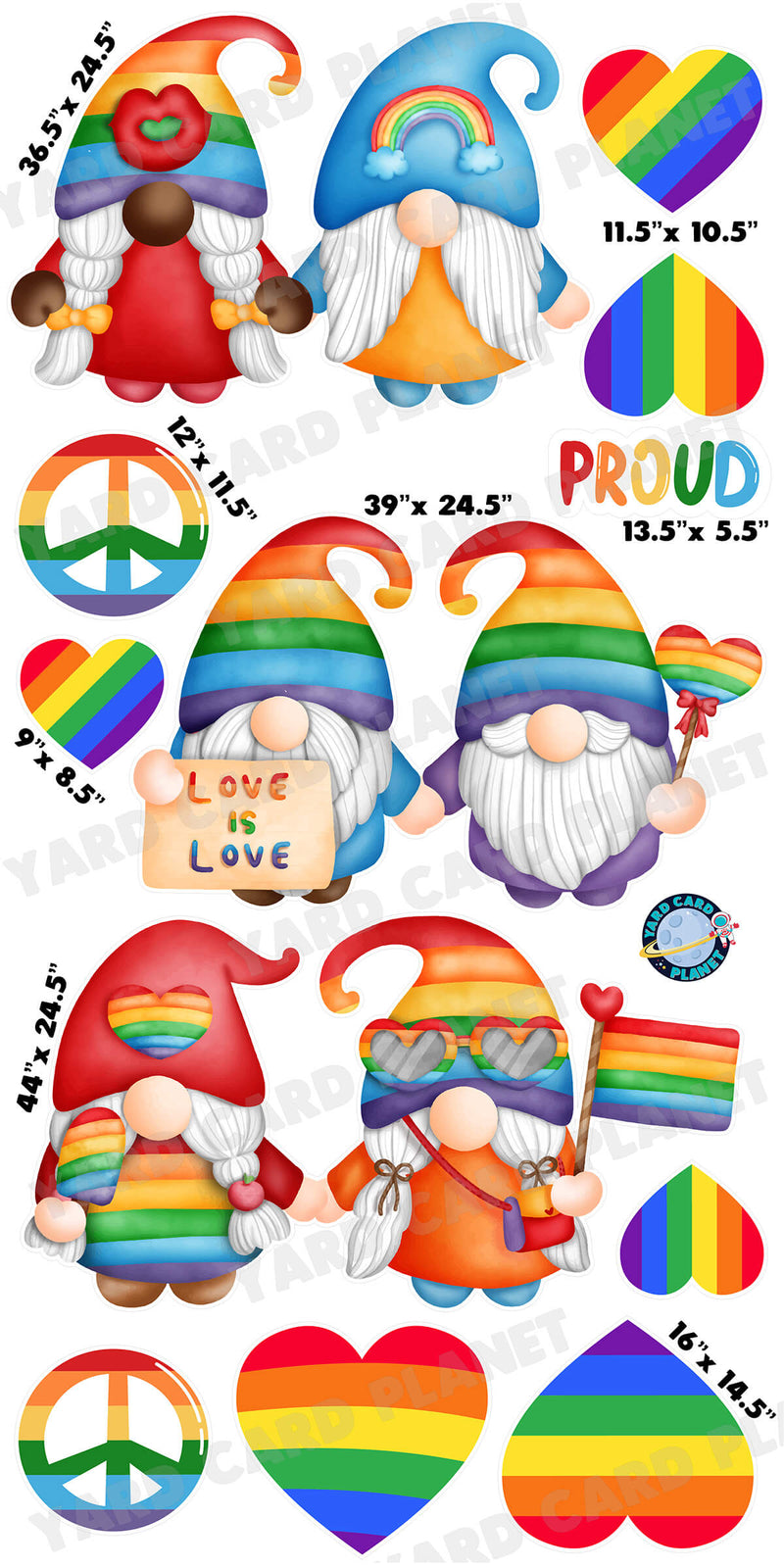 Pride Gnomes Yard Card Flair Set