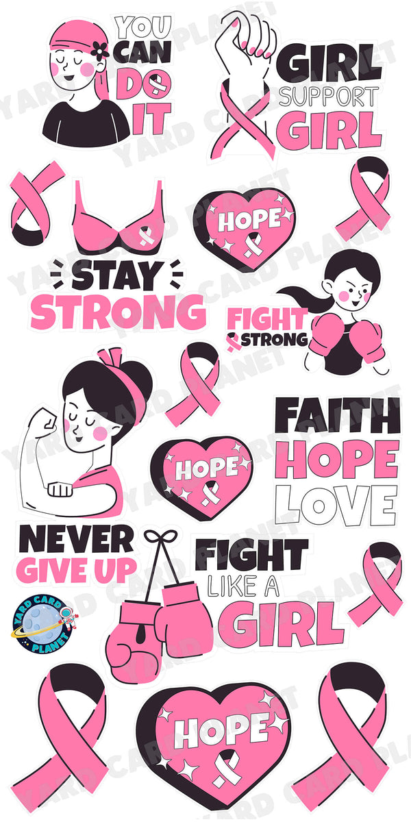 Stay Strong Breast Cancer Awareness Yard Card Flair Set