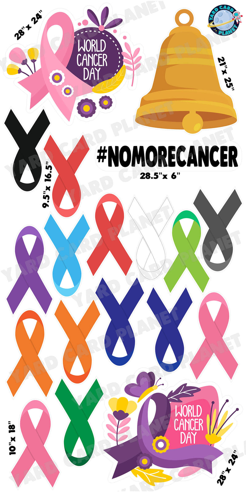 Cancer Awareness Ribbons Yard Card Flair Set