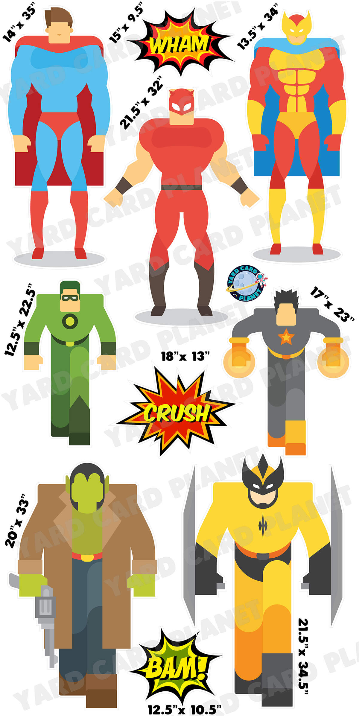 Superhero Characters Yard Card Flair Set - Part 1