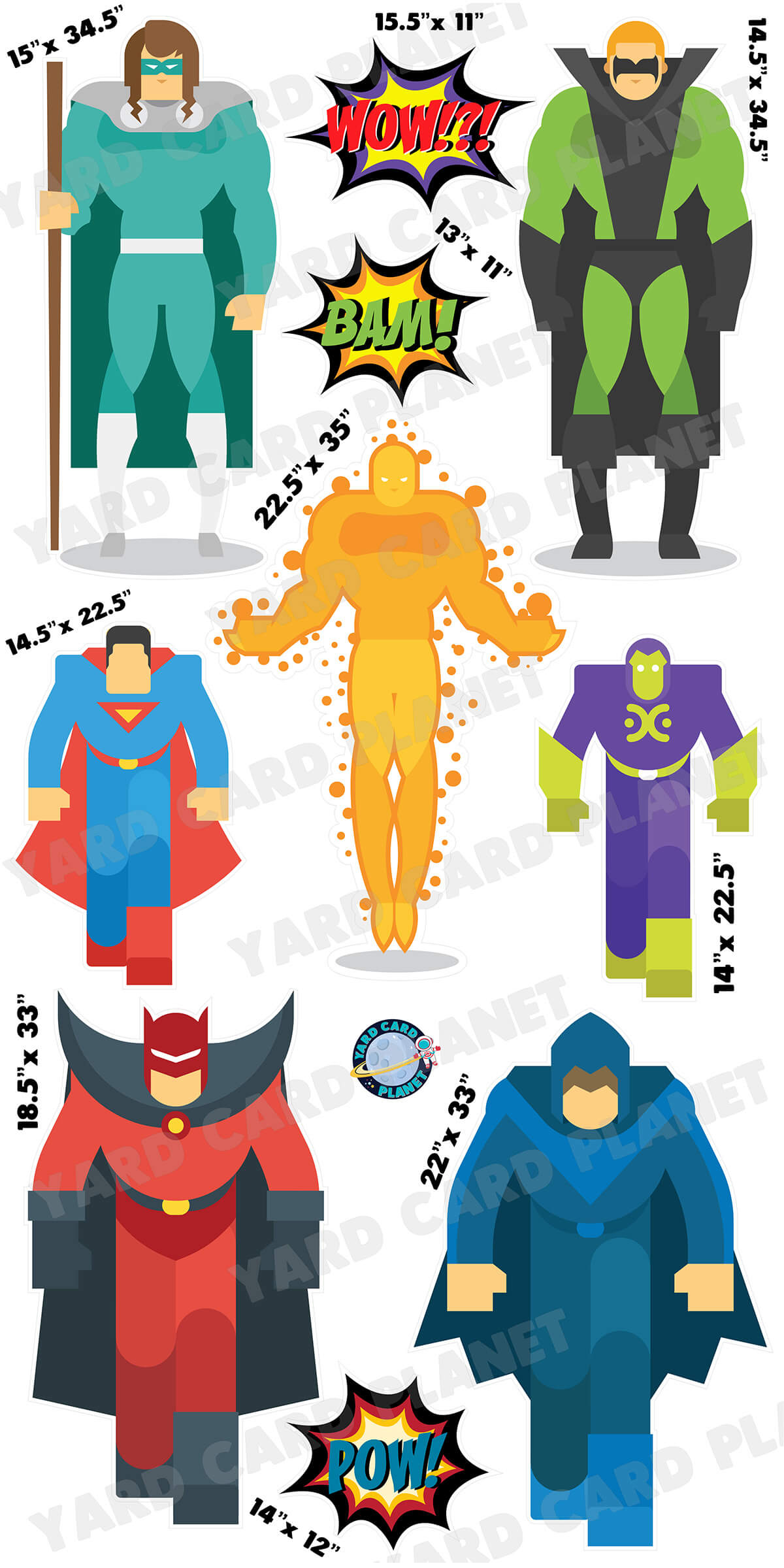 Superhero City good EZ Fillers, Connected Yard Cards For Quick Setups! Outdoor Lawn Signs Party Decorations, Yard Card Business Supplier