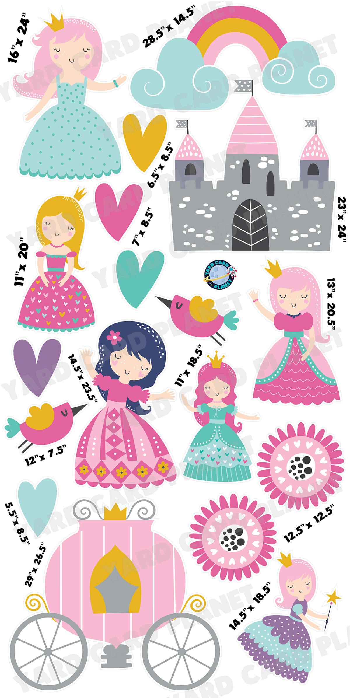 Beautiful Princesses Yard Card Flair Set