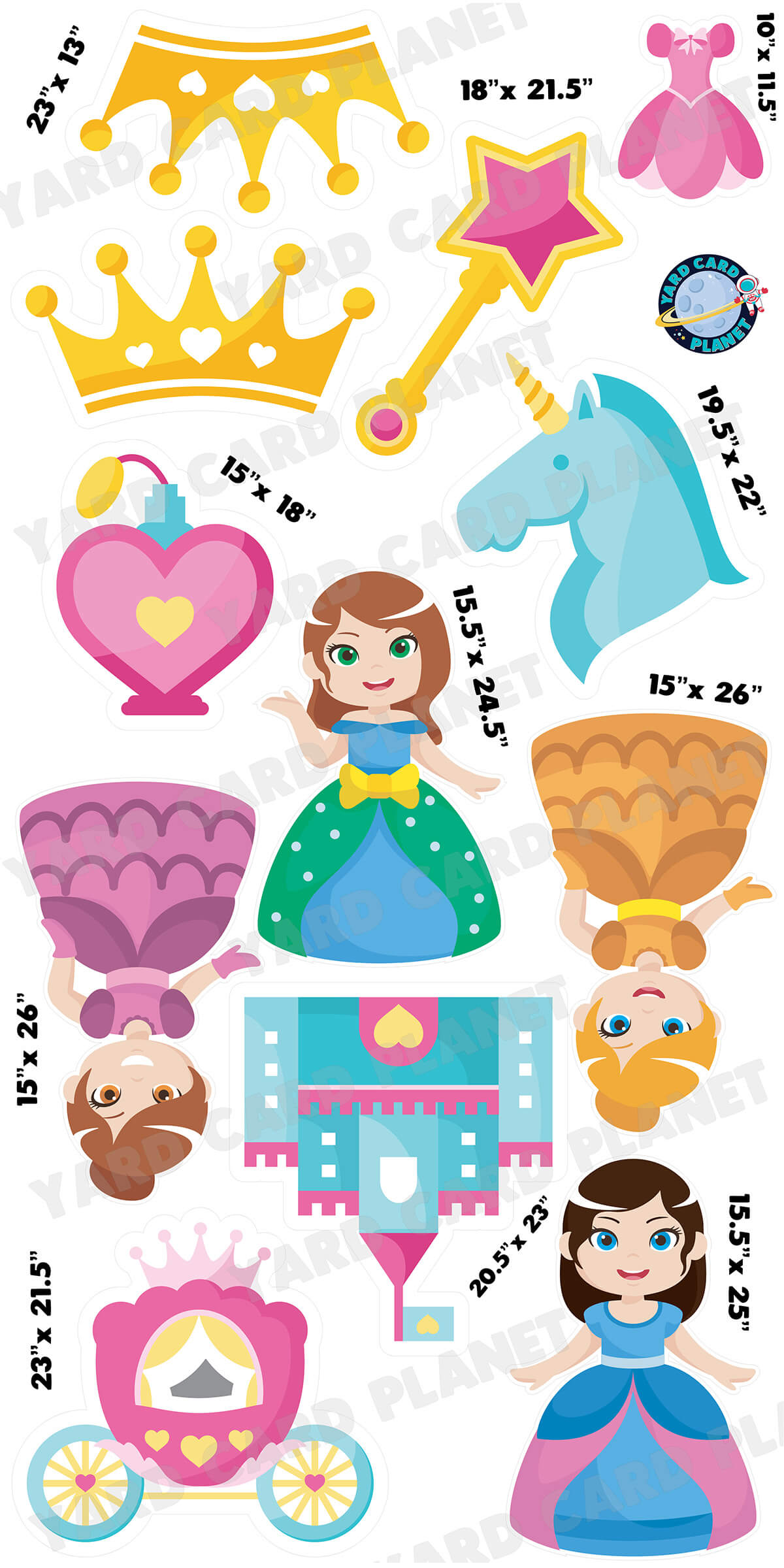 Magical Princess Yard Card Flair Set