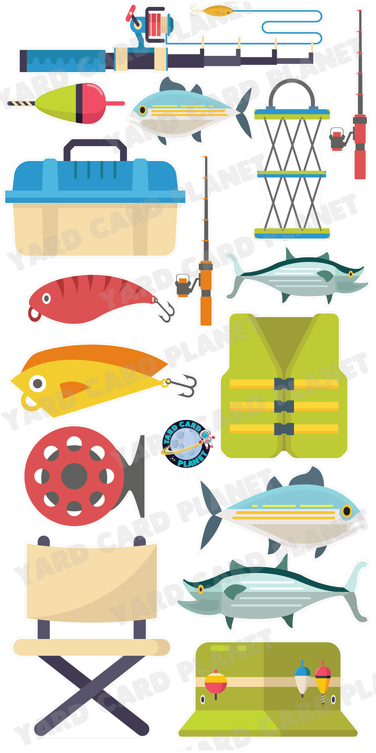 Gone Fishing Yard Card Flair Set