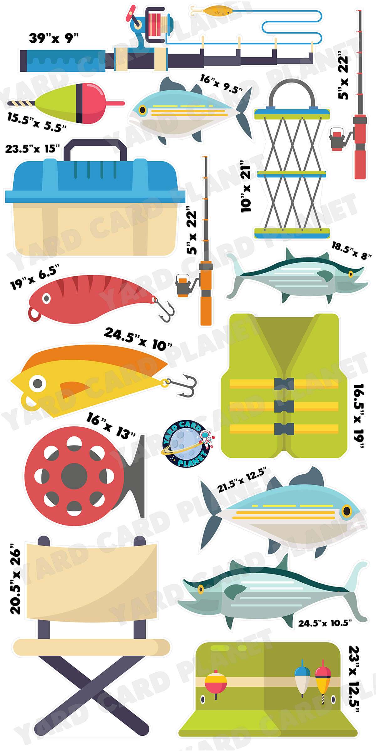 Gone Fishing Yard Card Flair Set