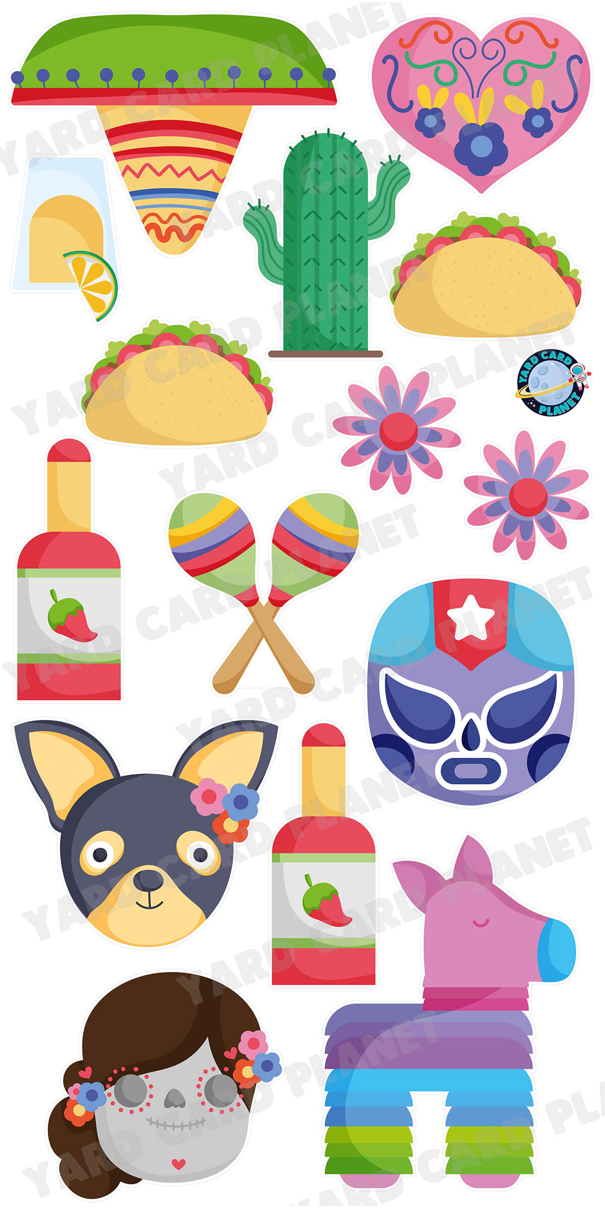 Viva Mexico Mexican Fiesta Yard Card Flair Set