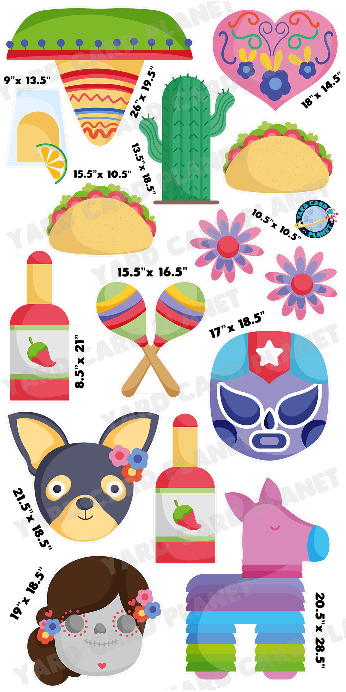 Viva Mexico Mexican Fiesta Yard Card Flair Set