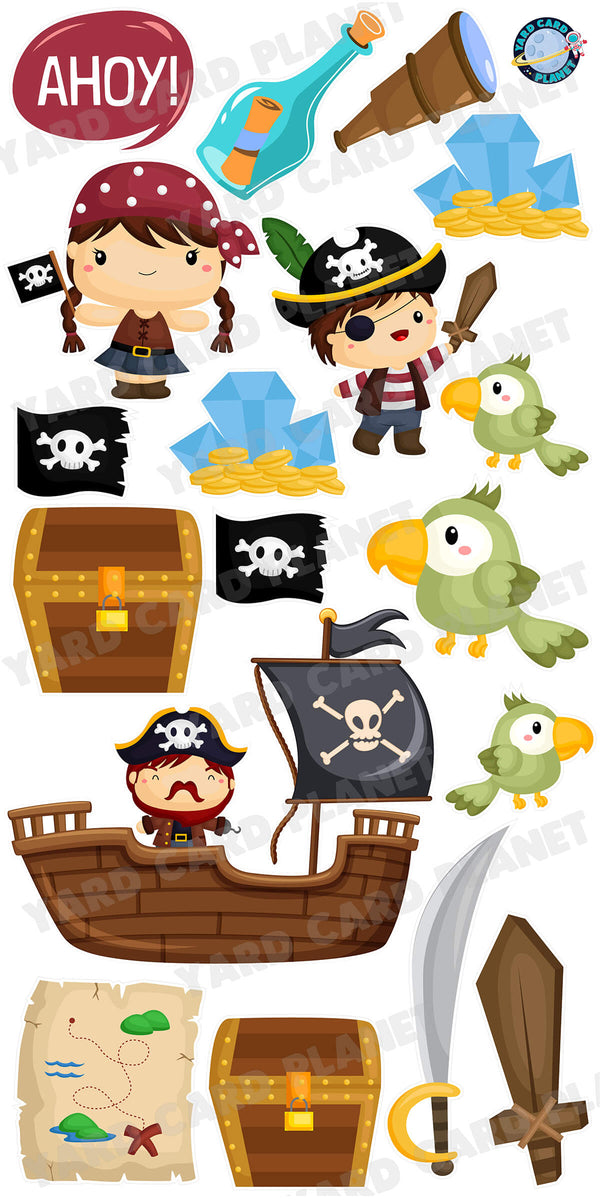 Ahoy Matey Pirate Yard Card Flair Set