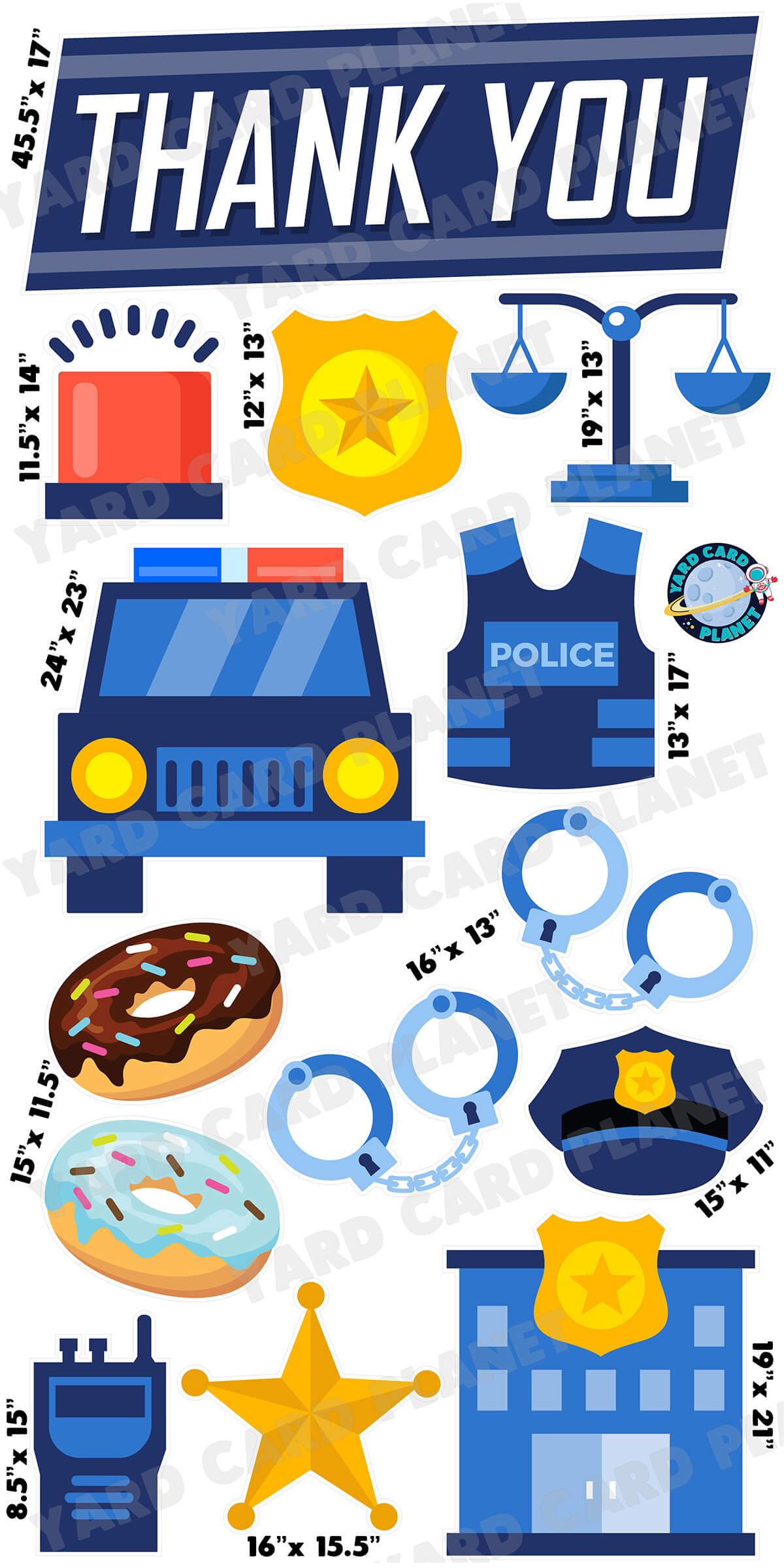 Thank You Police Officers EZ Quick Sign and Yard Card Flair Set