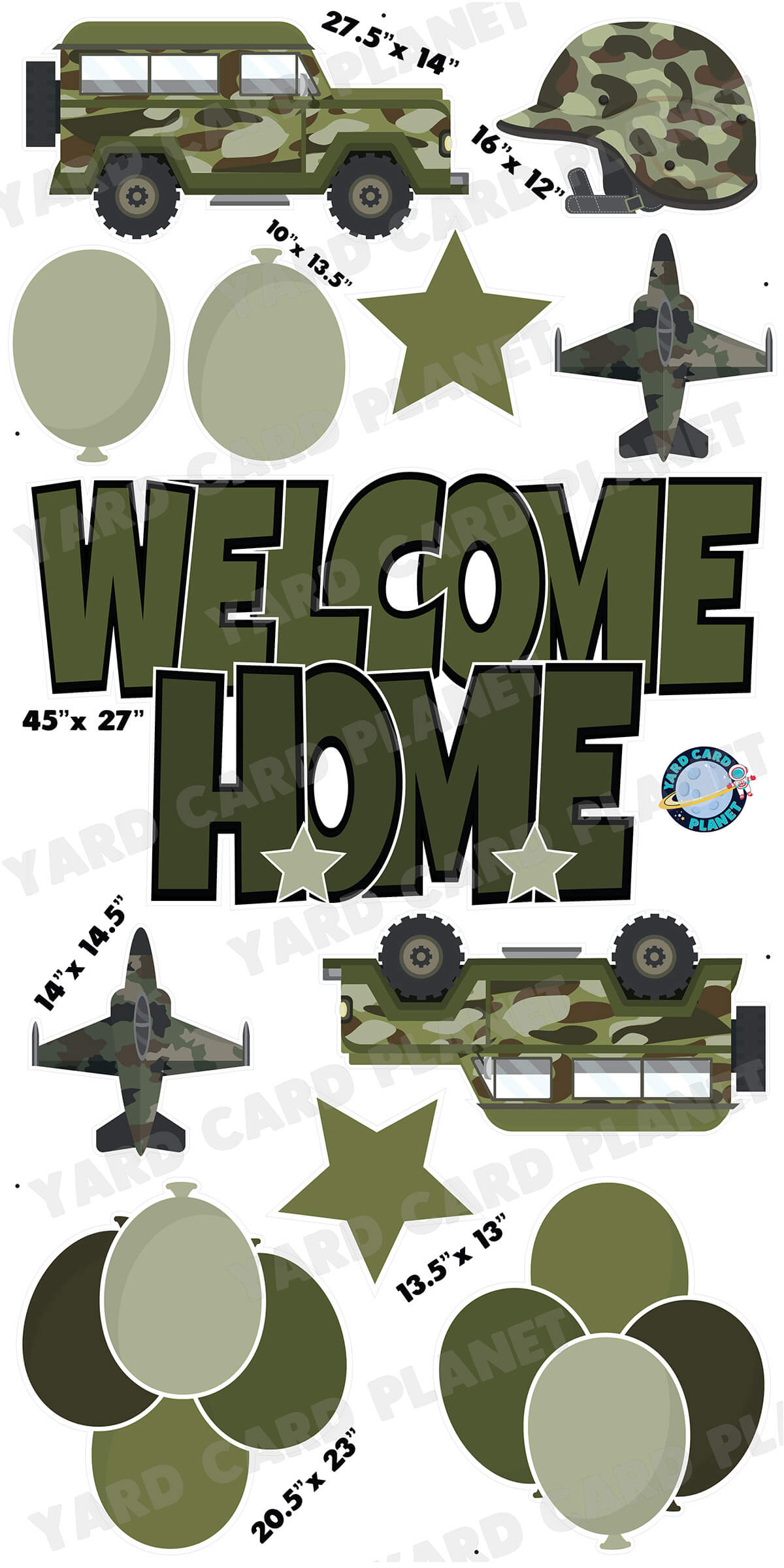 Welcome Home Military Heroes EZ Quick Sign and Yard Card Flair Set