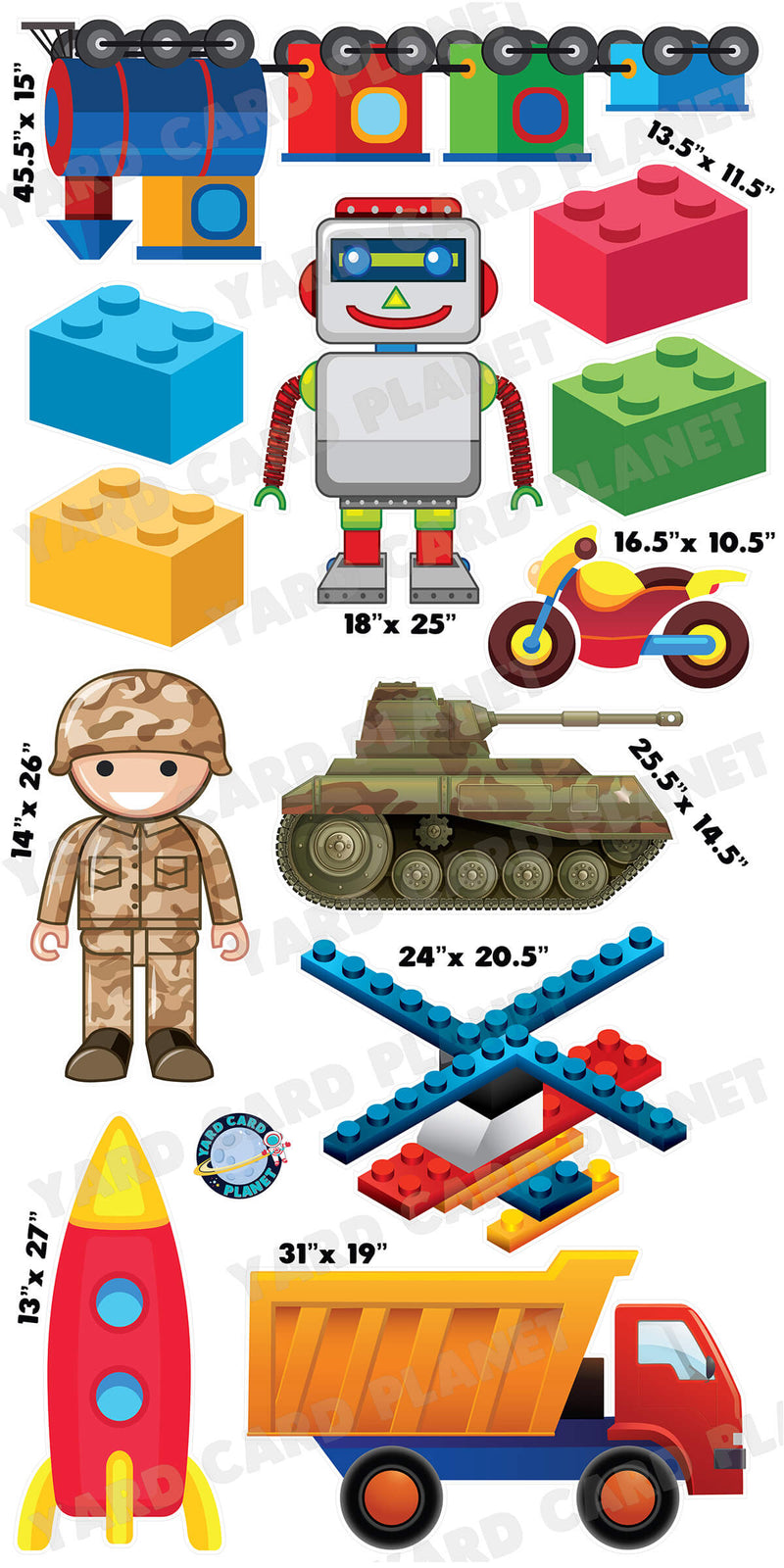 Boys Favorite Toys Yard Card Flair Set