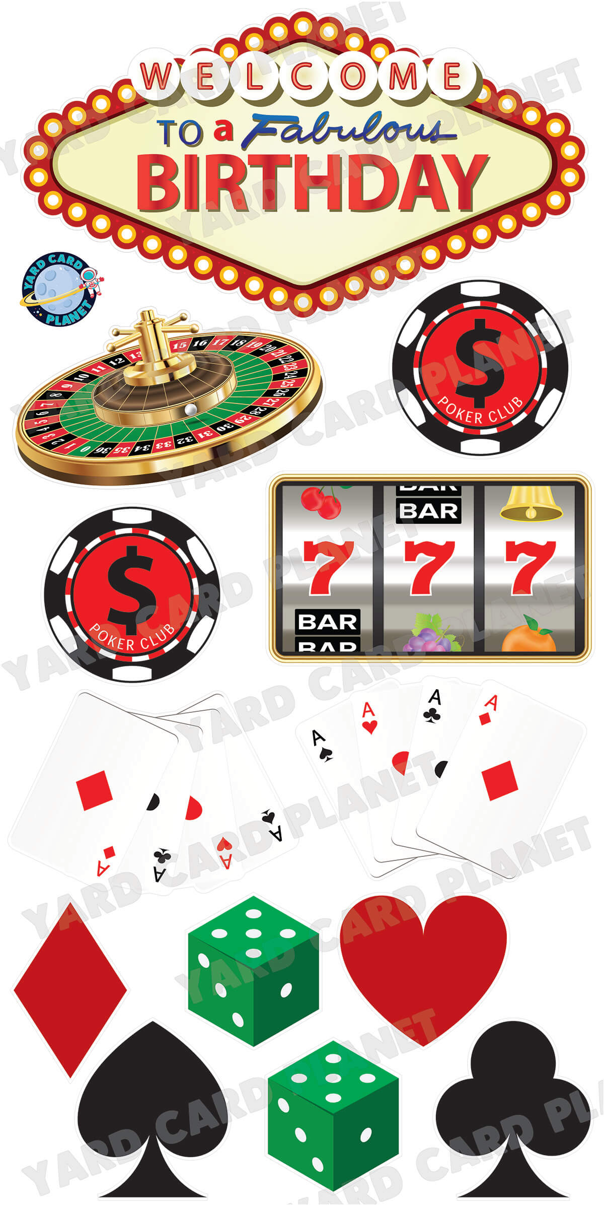 Las Vegas Birthday EZ Quick Sign and Yard Card Flair Set